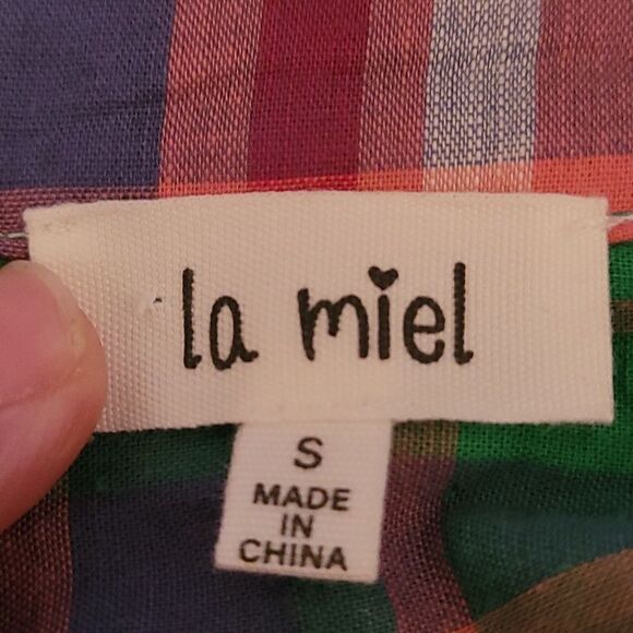 La miel woman's colorful woman's button up long sleeve shirt - Picture 4 of 7